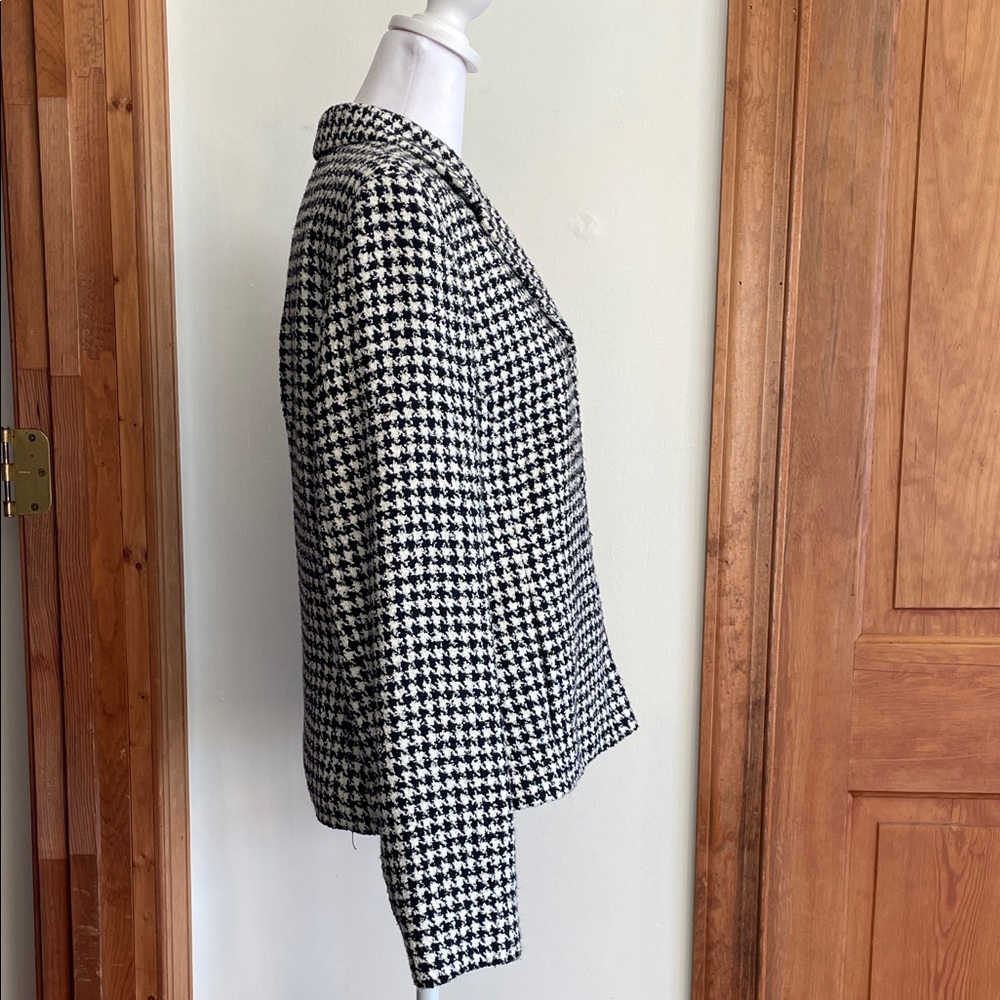 EMMA JAMES Classic Houndstooth Tweed Black and White Blazer 8 - Picture 9 of 16